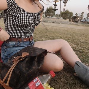 Brandy Melville Off the Shoulder Gingham Crop